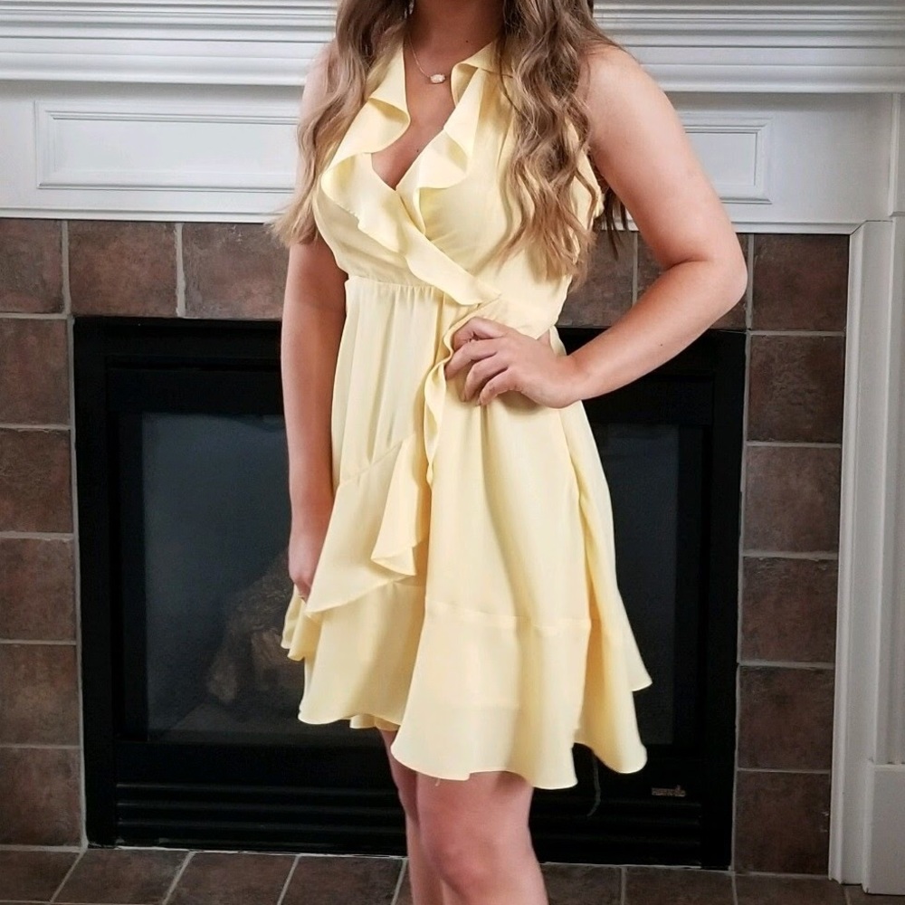 yellow mini formal dress